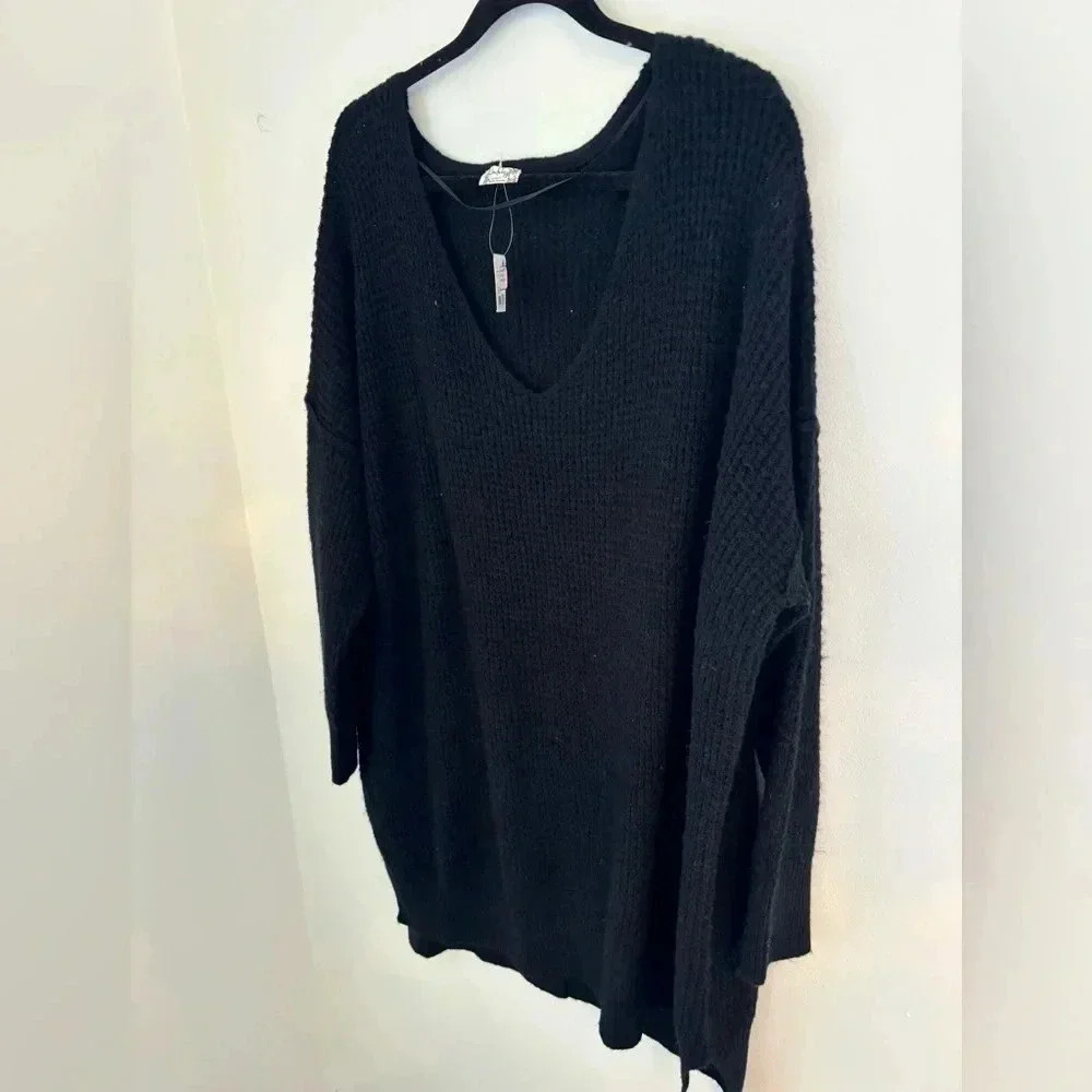Free People Black Cozy Sweater Dress NWT - Picture 4 of 6